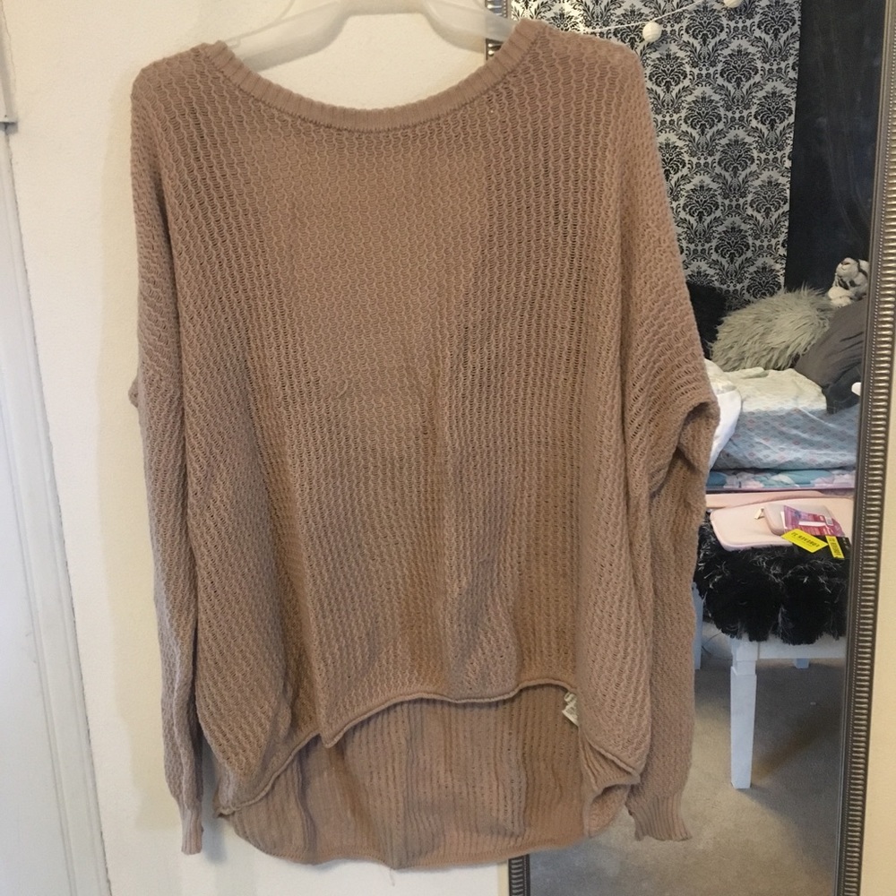 Forever 21 Cutout Back Tan Sweater